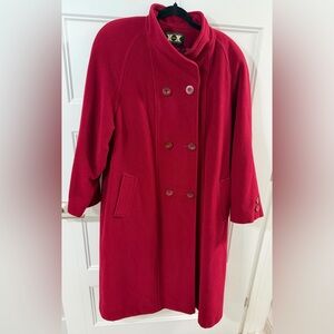 Vintage Anna Collection Virgin Lambs Wool Red Double-Breasted Coat